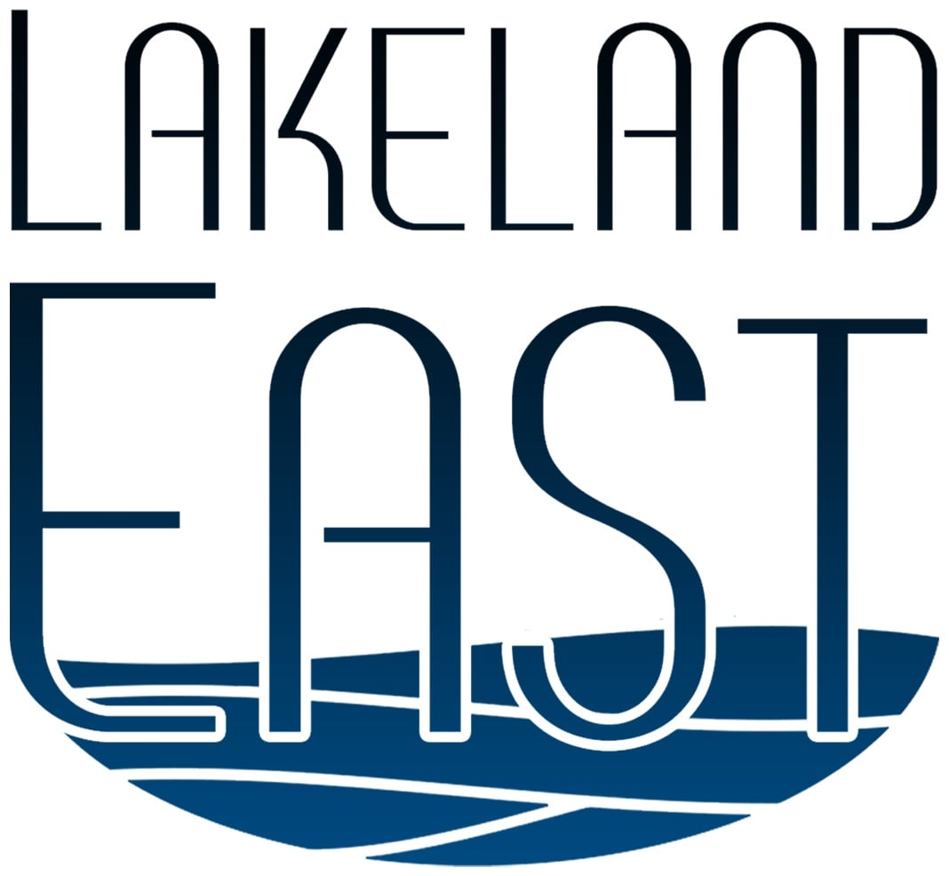 A logo with the words "Lakeland East" in stylized font.